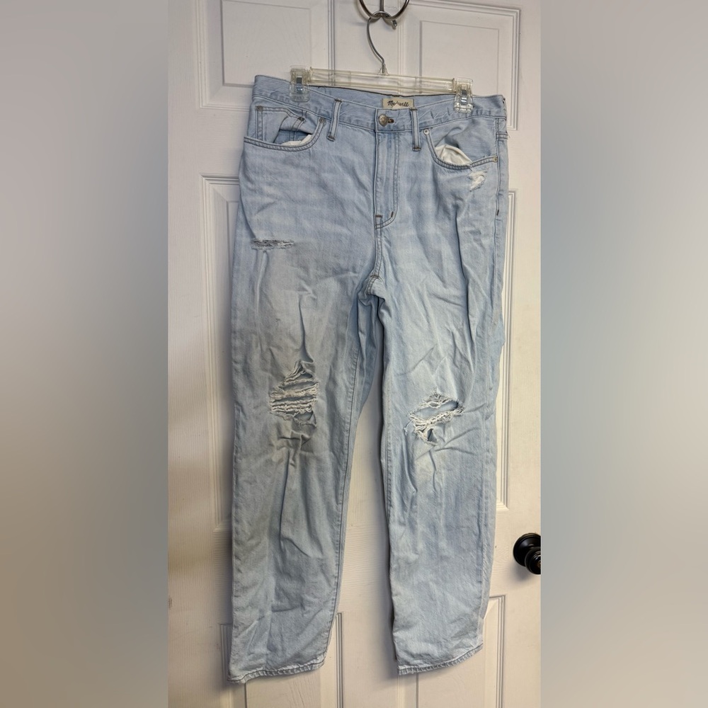 Madewell The Slouchy Boyjean Light Wash Jeans Distressed Size 29” Waist - Picture 2 of 14